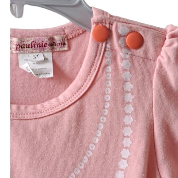 2 for $5 Sale Paulinie Collection Peach And Brown Dress With Ruffles Size 3T - Picture 6 of 8